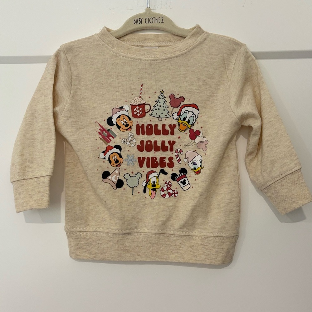 Laughing Giraffe Disney Holly Jolly Vibes Vinyl Printed Tshirt 3-6 months